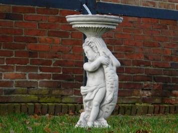 Tuinbeeld en wateruitloop, vrouw met vis, steen, beeld buitenomgeving
