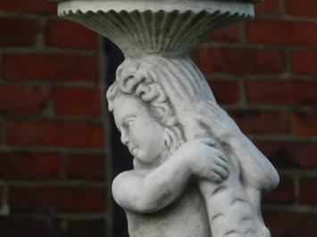 Gartenstatue und Wasserspeier, Frau mit Fisch, Stein, Statue für die Außenumgebung