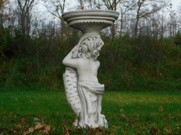 Gartenstatue und Wasserspeier, Frau mit Fisch, Stein, Statue für die Außenumgebung