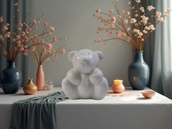 Ours en porcelaine – ivoire – décor Royal Boch – 28 cm