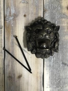 Sonnette lion - laiton antique - tête de lion - haute qualité