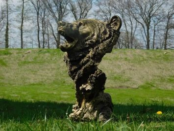 Tête d'ours - polystone - 55 cm - noir/or - détaillée