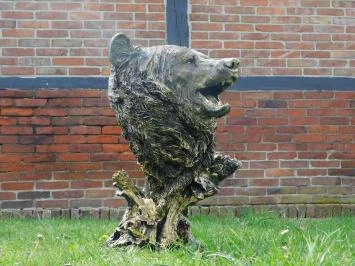 Tête d'ours - polystone - 55 cm - noir/or - détaillée