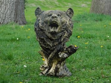 Tête d'ours - polystone - 55 cm - noir/or - détaillée