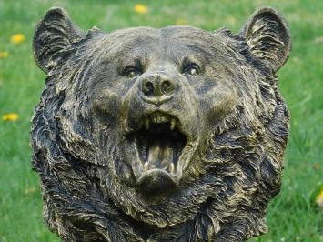 Tête d'ours - polystone - 55 cm - noir/or - détaillée