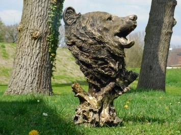 Tête d'ours - polystone - 55 cm - noir/or - détaillée