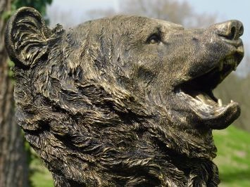Tête d'ours - polystone - 55 cm - noir/or - détaillée