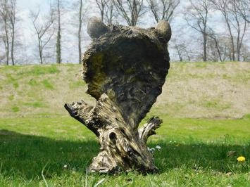 Tête d'ours - polystone - 55 cm - noir/or - détaillée