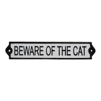 Deurbordje ‘Beware of the Cat’ – 26 cm – gietijzer zwart/wit