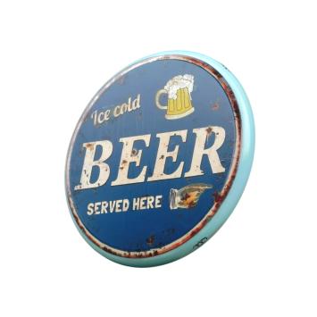 Plaque murale « Ice Cold Beer » – Ø 35 cm – métal vintage