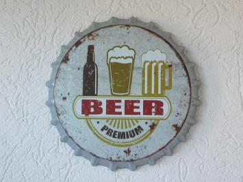 Bierdeckel, Bier Premium, Wanddekoration aus Metall, Wanddekoration
