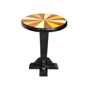 Table d'appoint Art Déco ancienne – bois – diamètre 60 cm