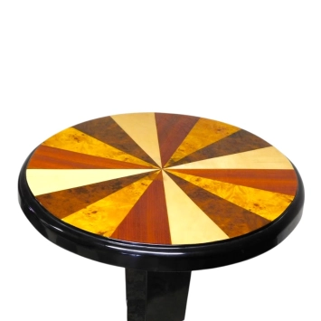 Table d'appoint Art Déco ancienne – bois – diamètre 60 cm