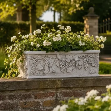 Bloembak druiventrossen – rechthoekige plantenbak - steen