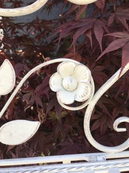 Smeedijzeren bloemenrek, antiek wit, rek voor in de tuin