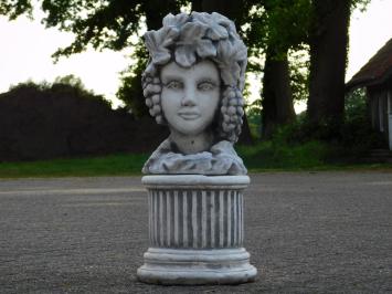 Pot de fleurs en pierre - femme sur piédestal - 58 cm - grappe de raisin