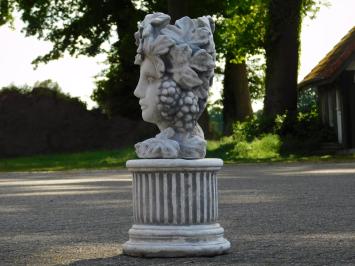 Pot de fleurs en pierre - femme sur piédestal - 58 cm - grappe de raisin