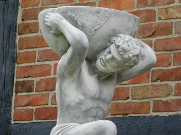 Statue classique d'Atlas avec piédestal et balance – pierre de 147 cm