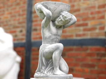 Atlas avec pot de fleurs - statue en pierre - 85 cm - classique