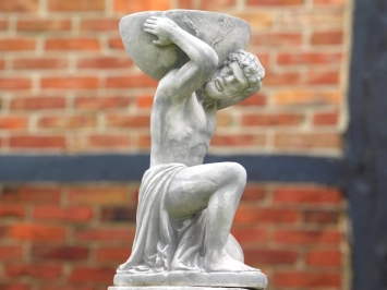 Atlas avec pot de fleurs - statue en pierre - 85 cm - classique