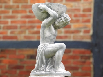 Atlas avec pot de fleurs - statue en pierre - 85 cm - classique