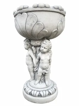 Tuinvaas met engelen – steen – 65 cm – klassiek ornament.