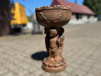 Blumenkasten mit Engeln - 65 cm - Stein - Oxid - Massiv