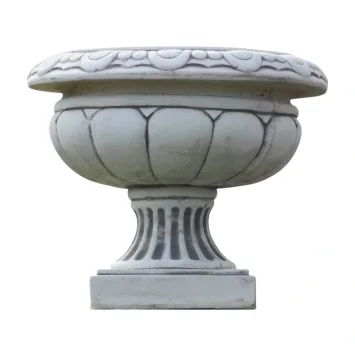 Ronde bloempot – 33 cm hoog – stenen decoratie – Ø 40 cm