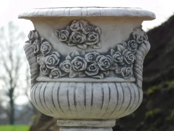 Blumentopf mit Rosen – 50cm – Deko-Relief – Stein