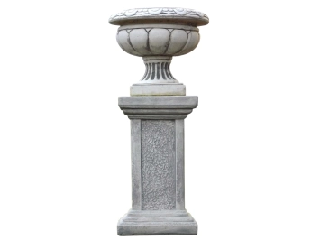 Élégant pot de fleurs sur piédestal – 83 cm – pierre – classique
