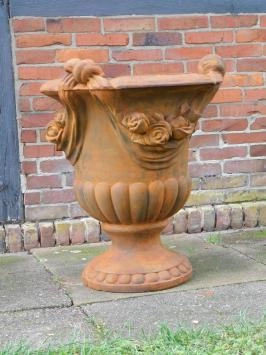 Klassieke bloempot groot, oxide, vol steen, tuinvaas