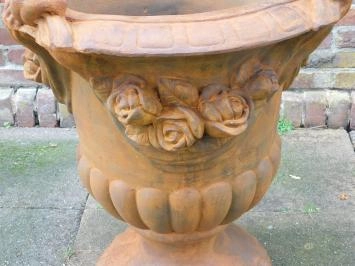 Klassieke bloempot groot, oxide, vol steen, tuinvaas