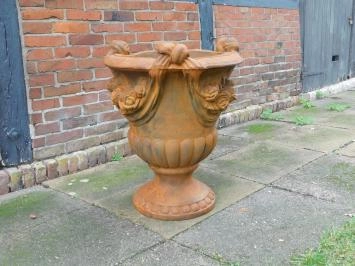 Klassischer Blumentopf groß, Oxid, voller Stein, Gartenvase