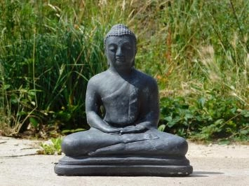 Meditierender Buddha - Steinstatue - 40 cm - grau