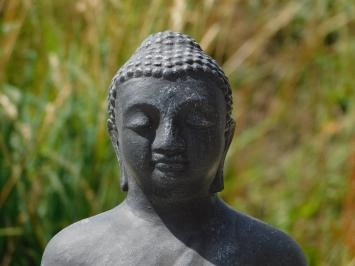 Meditierender Buddha - Steinstatue - 40 cm - grau