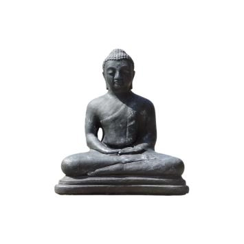 Mediterende Boeddha - stenen beeld - 40 cm - grijs