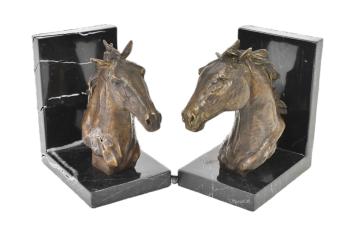 Boekensteun Set, Paardenhoofd Brons, Bronzen Paarden