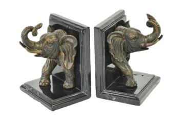 Buchstützen-Set Elefant, Bronze, einzigartig, Bronze Elefant