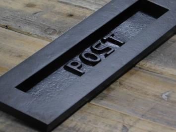 Briefschlitzpostklappe, Eisen, schwarz lackiert mit Klappenfeder