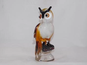Statue en verre Hibou brun dans le style Murano