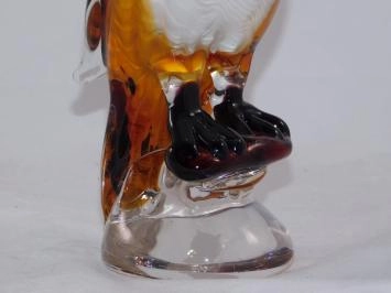 Statue en verre Hibou brun dans le style Murano