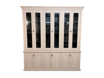 Buffetkast lichtgrijs – 235 cm – grote vitrinekast met glas