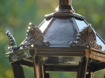 Klassieke Staande Buitenlamp Zwart - 93 cm - Sokkelpaal met Kronen Kap - Alu