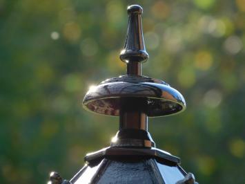 Klassieke Staande Buitenlamp Zwart - 93 cm - Sokkelpaal met Kronen Kap - Alu