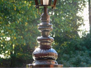 Klassieke Buitenlamp - 83 cm - Zwart - Ronde Voet met Kronen Kap - Alu