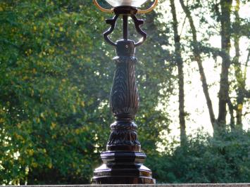 Klassieke Buitenlamp - 93 cm - Zwart - Alu Sokkelpaal + Kap met Messing Accent