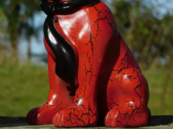 Statue bouledogue français à lunettes – rouge – 35 cm