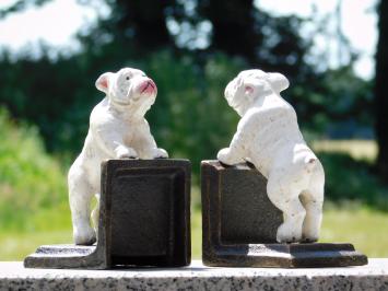 Buchstützen mit Bullterrier-Motiv – Gusseisen – 2er-Set