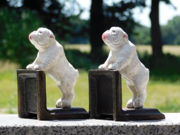 Buchstützen mit Bullterrier-Motiv – Gusseisen – 2er-Set