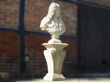 Vintage Büste von Ludwig XIV. auf Sockel – 170 cm – Klassischer Stein